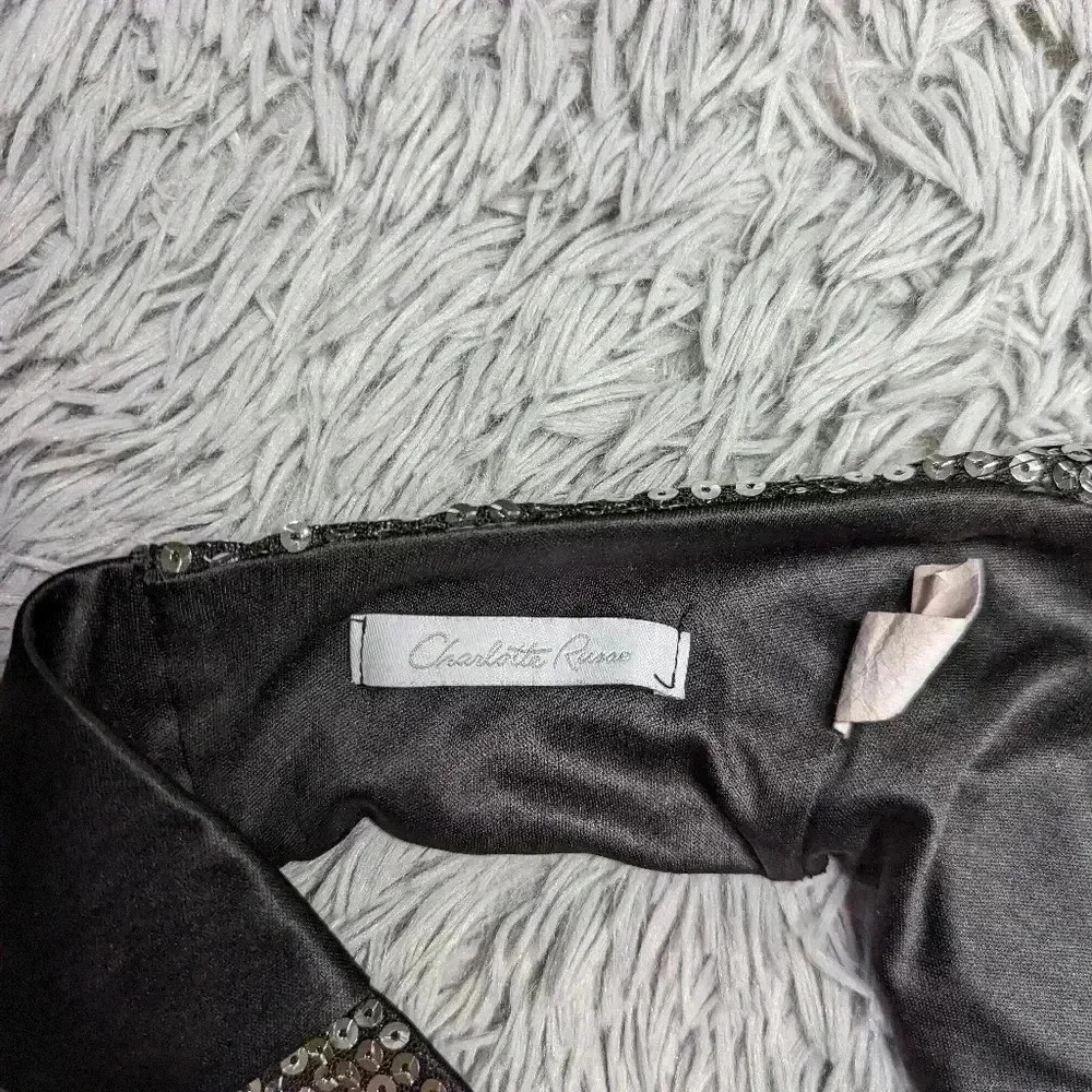 Charlotte Russe womens size medium bralette black/ silver sequin top - Picture 4 of 5